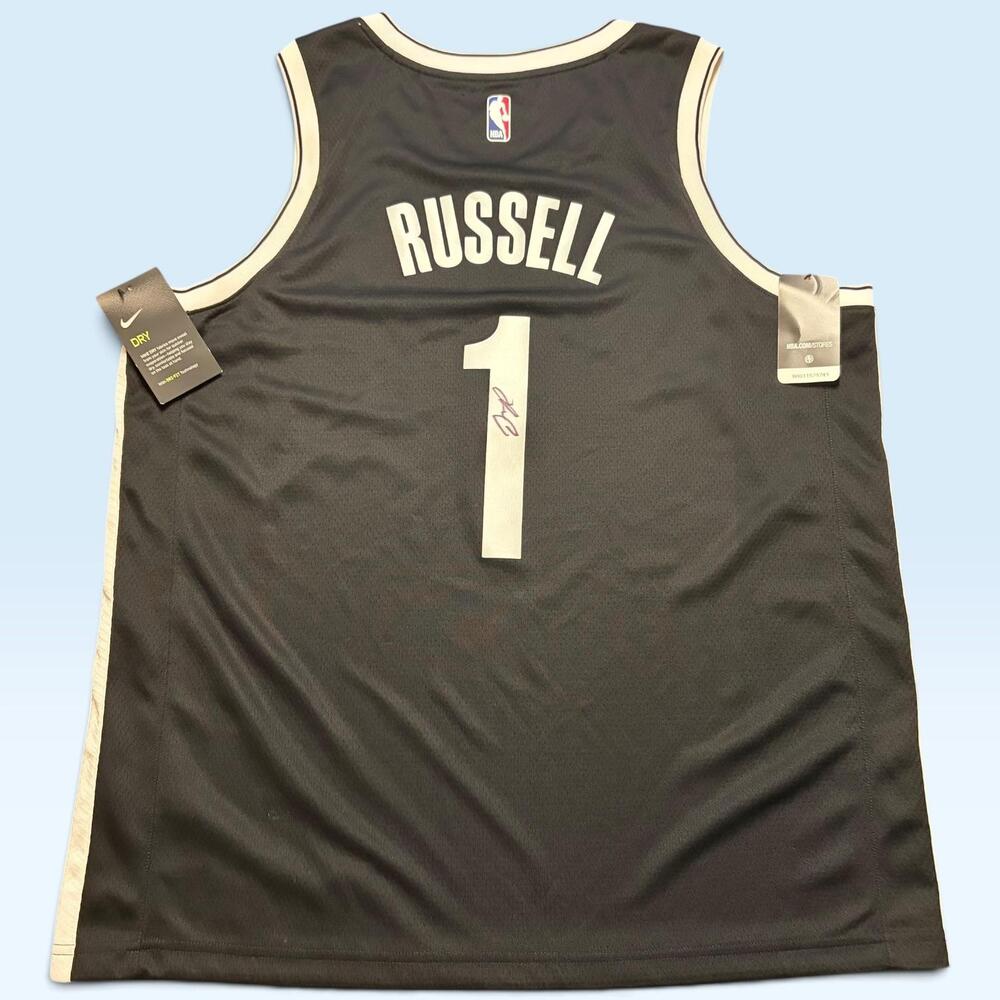 Brooklyn Nets Jersey XL Black D'Angelo Signed Autograph Russell Nike No Cert